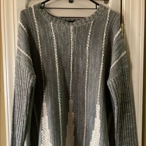 Macy's Gray and White Women's Crew Neck Sweater